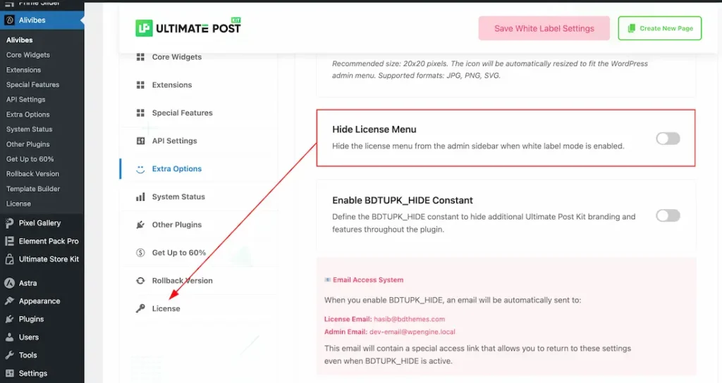 license hide - BdThemes