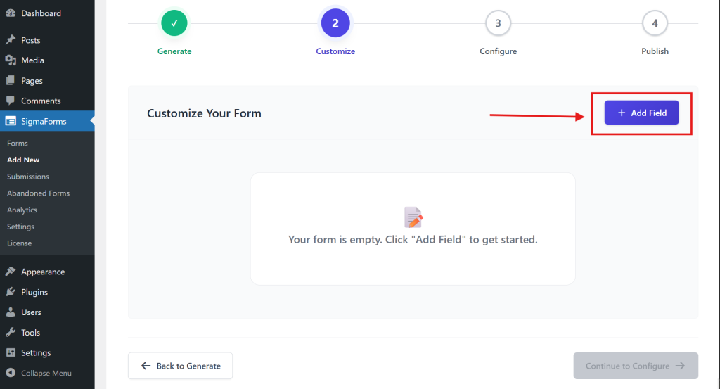 Click on the Add Field button