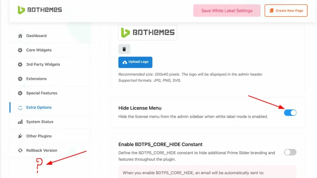 After Enabling the Hide License Menu