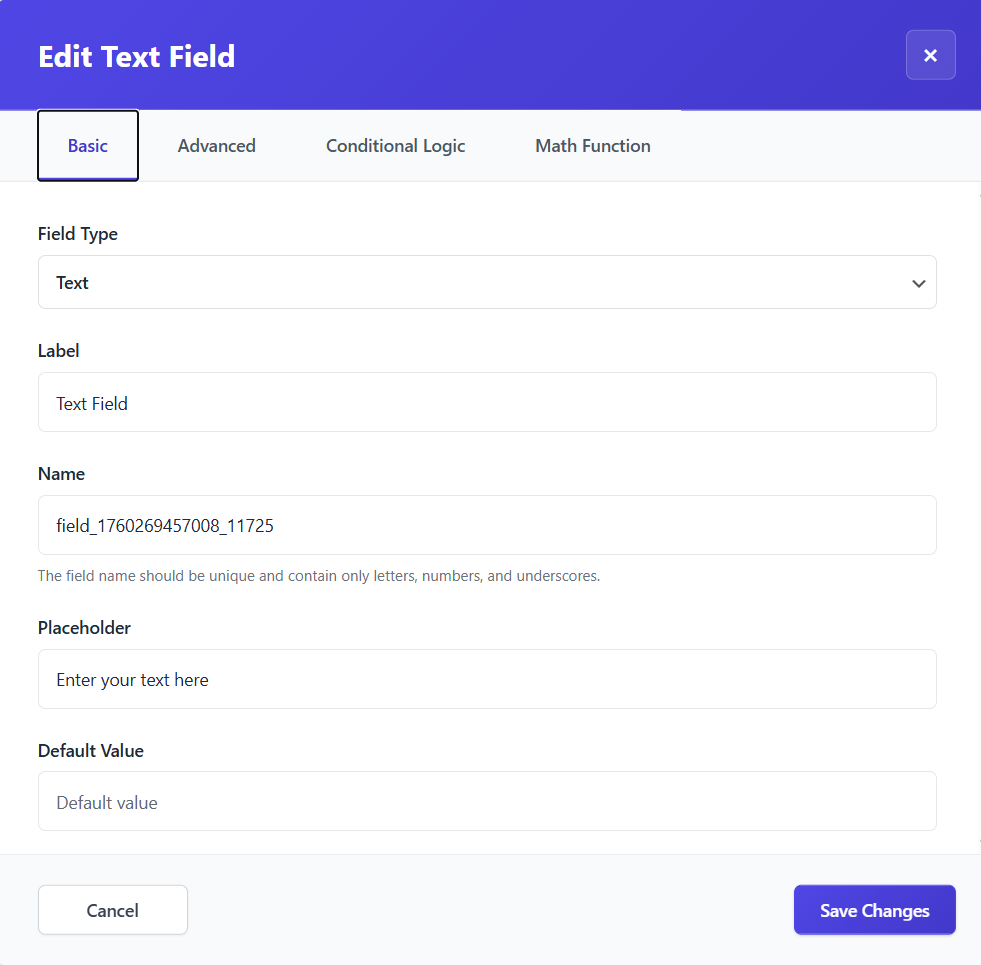 text field and set a Label