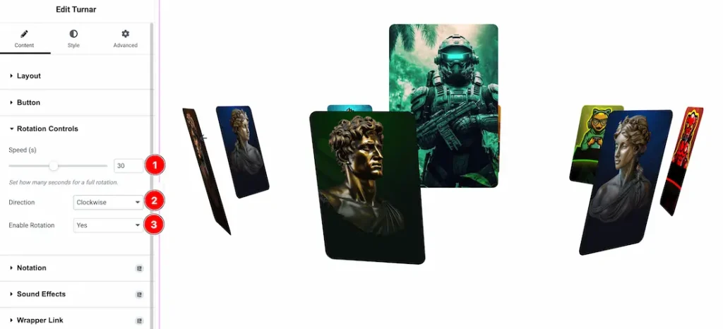 Rotation Controls Section