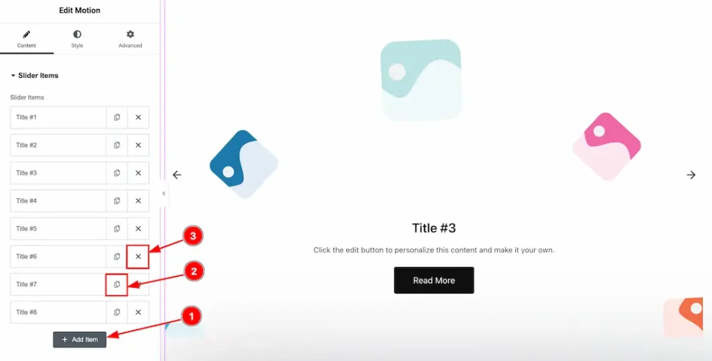 Slider Items Section