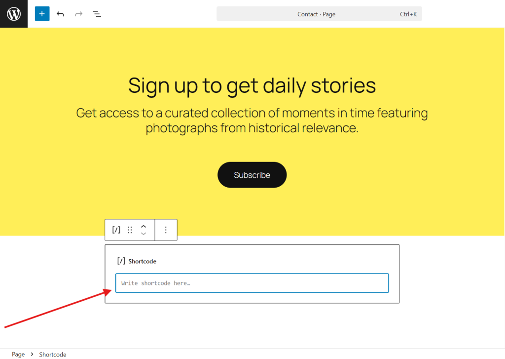 Paste the shortcode here