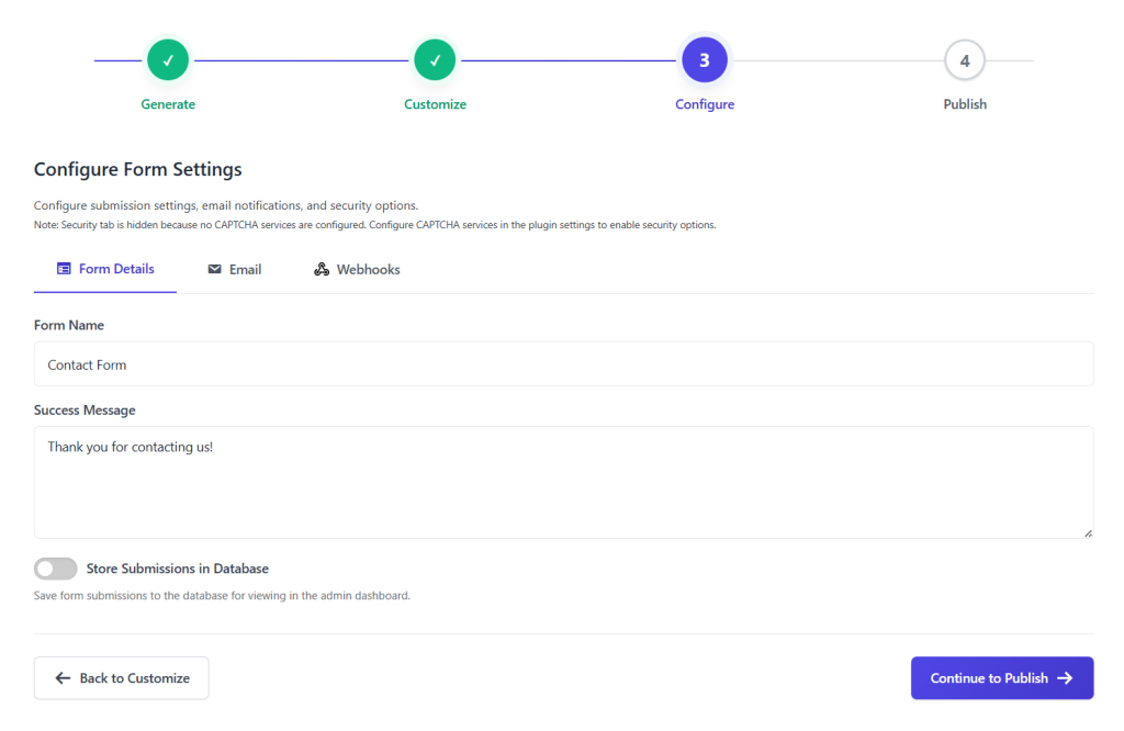 Store Submissions in Database