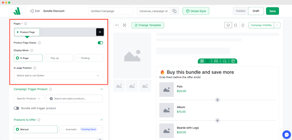 Set Where and How to Display the Campaign