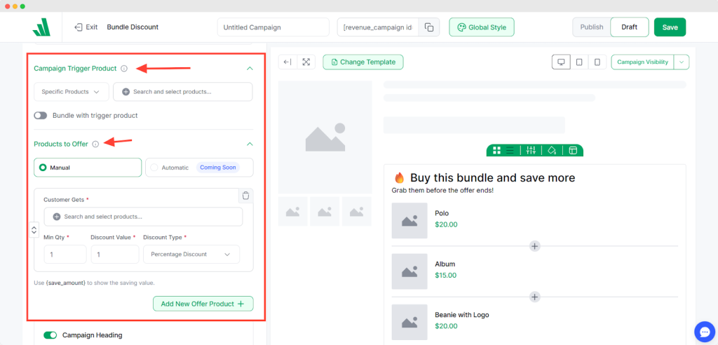 Set the Target Products and Discounts