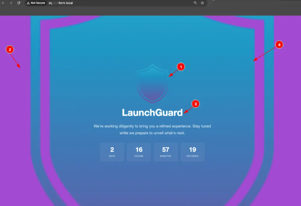 Colorful shield with countdown timer