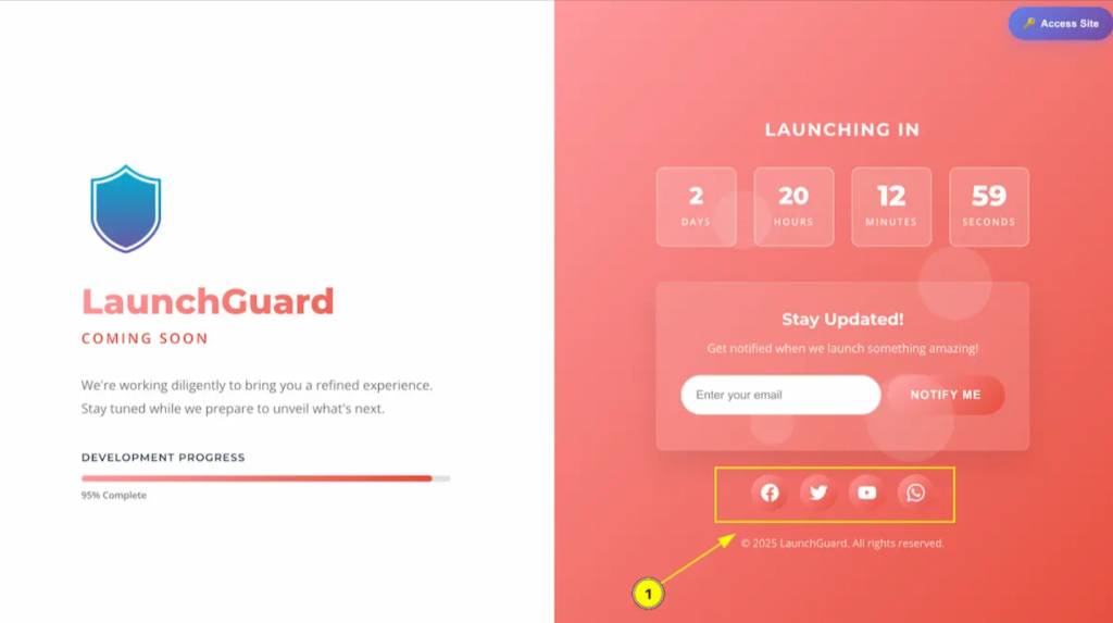 LaunchGuard coming soon countdown timer