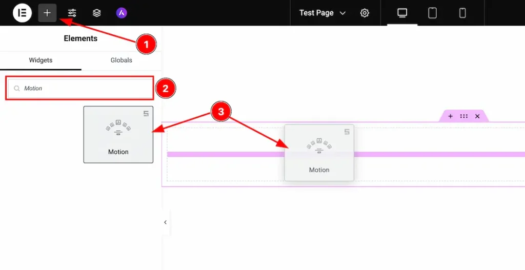 Inserting The Motion Slider widget