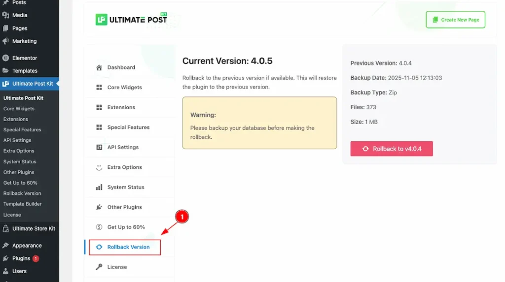 How to use Rollback Version by Ultimate Post Kit Pro