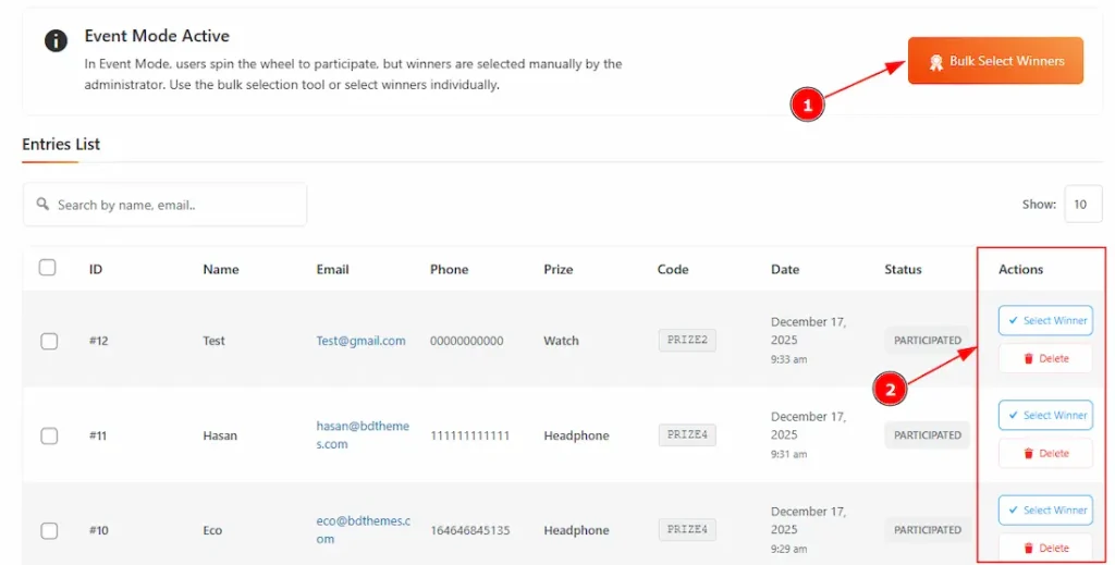 Entries Event Mode 01 - BdThemes