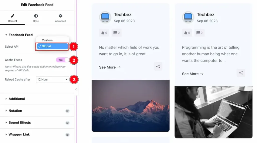 Facebook Feed Section