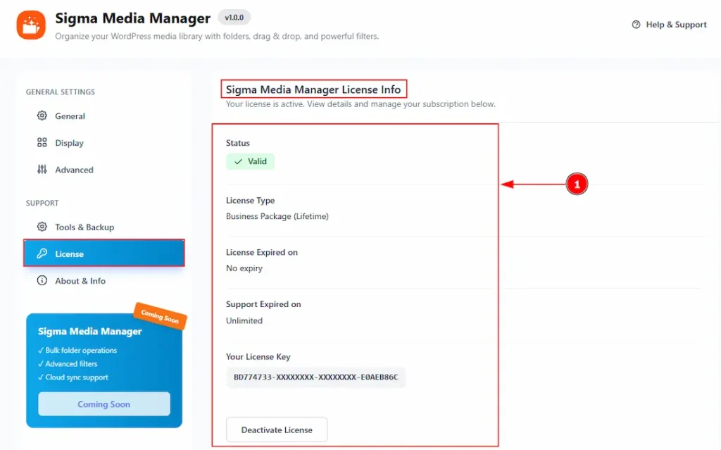 Folder Settings License - BdThemes