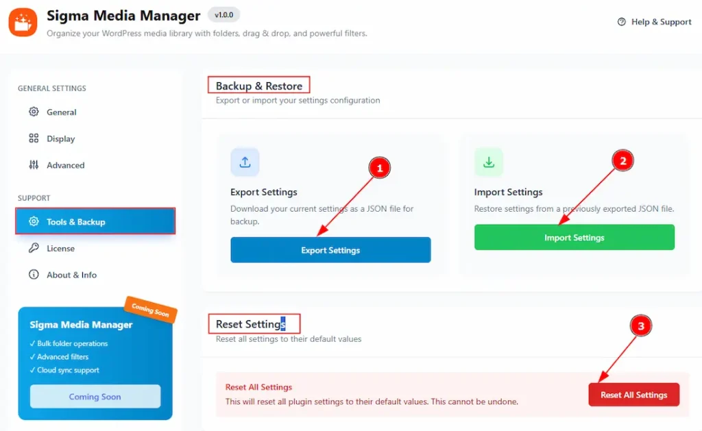 Folder Settings Tools Backup - BdThemes