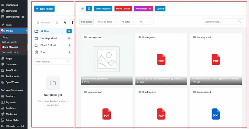 Media Manager Section (Media)
