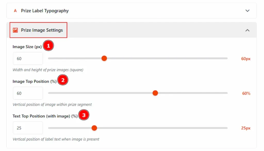 Prize Image Settings
