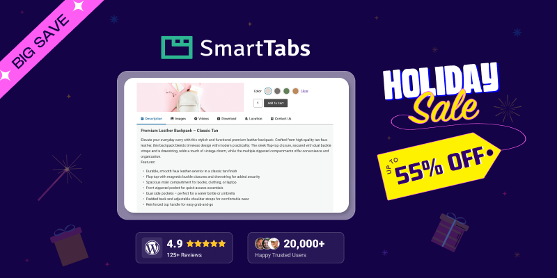 Smart Tabs Holiday Sale - BdThemes