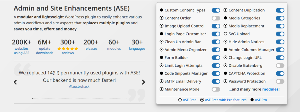Admin and Site Enhancements (ASE)