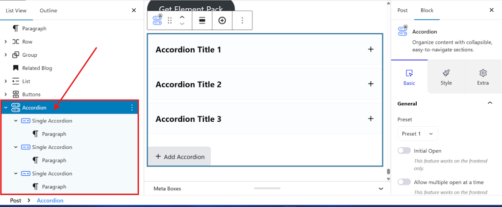 Accordion Block Introduction