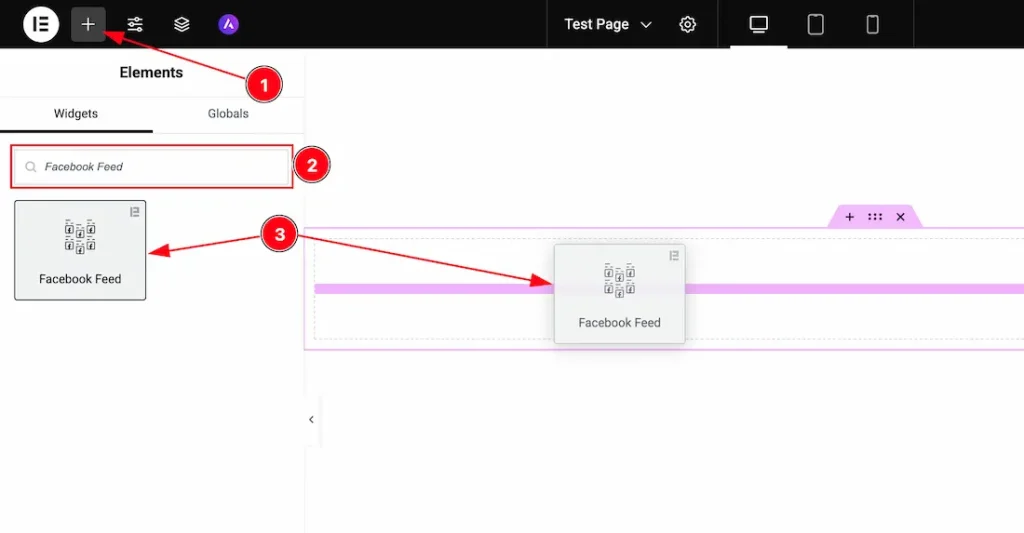 Inserting the Facebook Feed widget