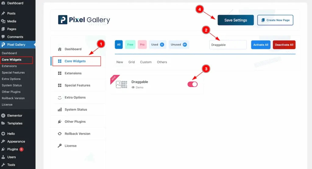 How to use the Draggable widget by Pixel Gallery Pro