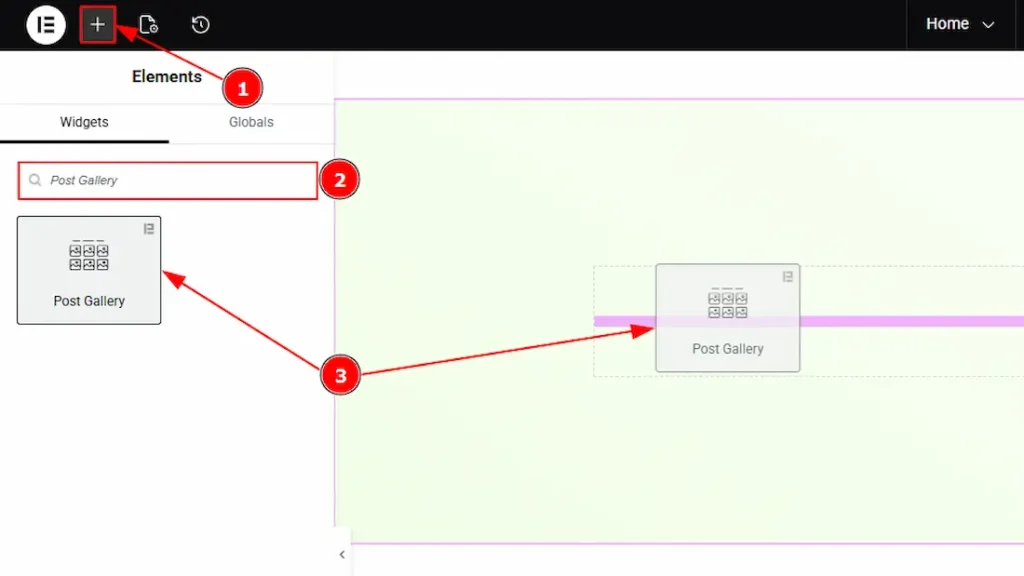 Inserting the post gallery widget