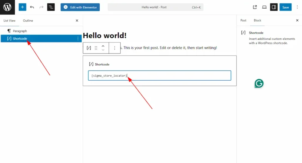Usage of Shortcode for WordPress Pages / Gutenberg Block Pages