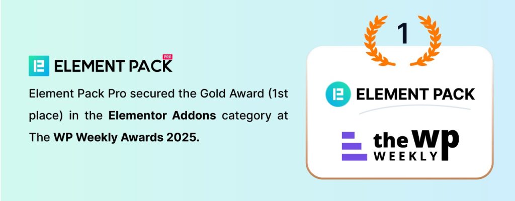 WP Awards 2025 in the Elementor Addons category