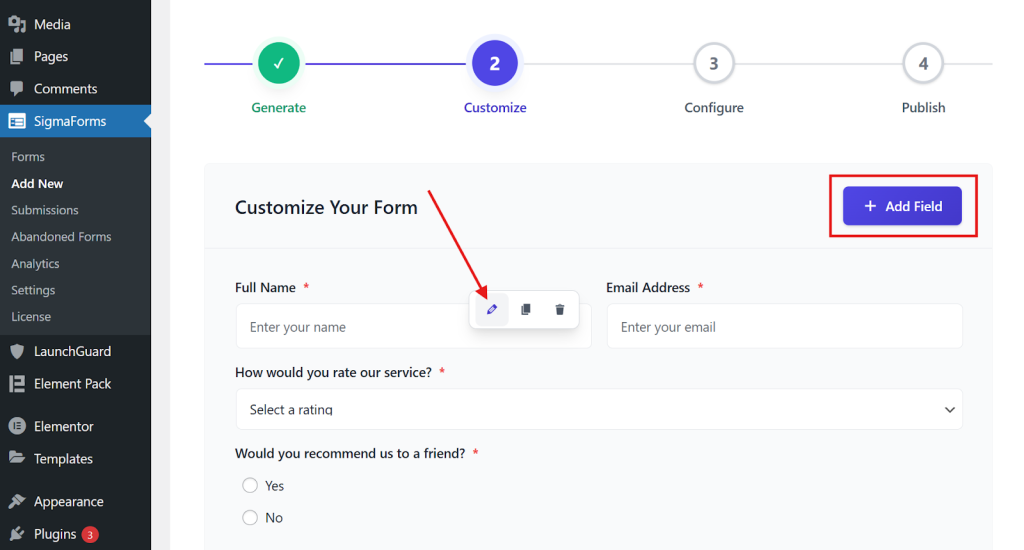 Add a Field and Customize Your Form