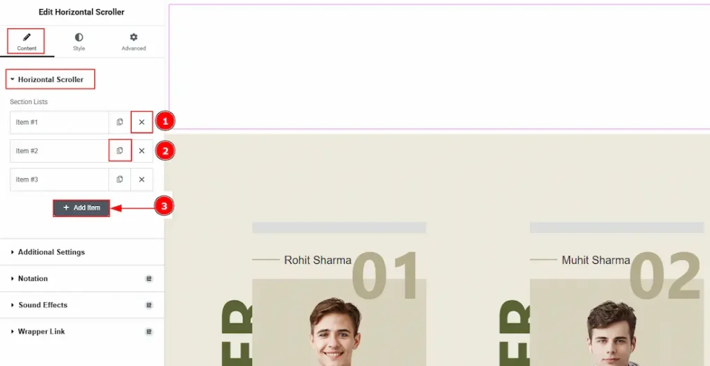 Horizontal Scroller Section