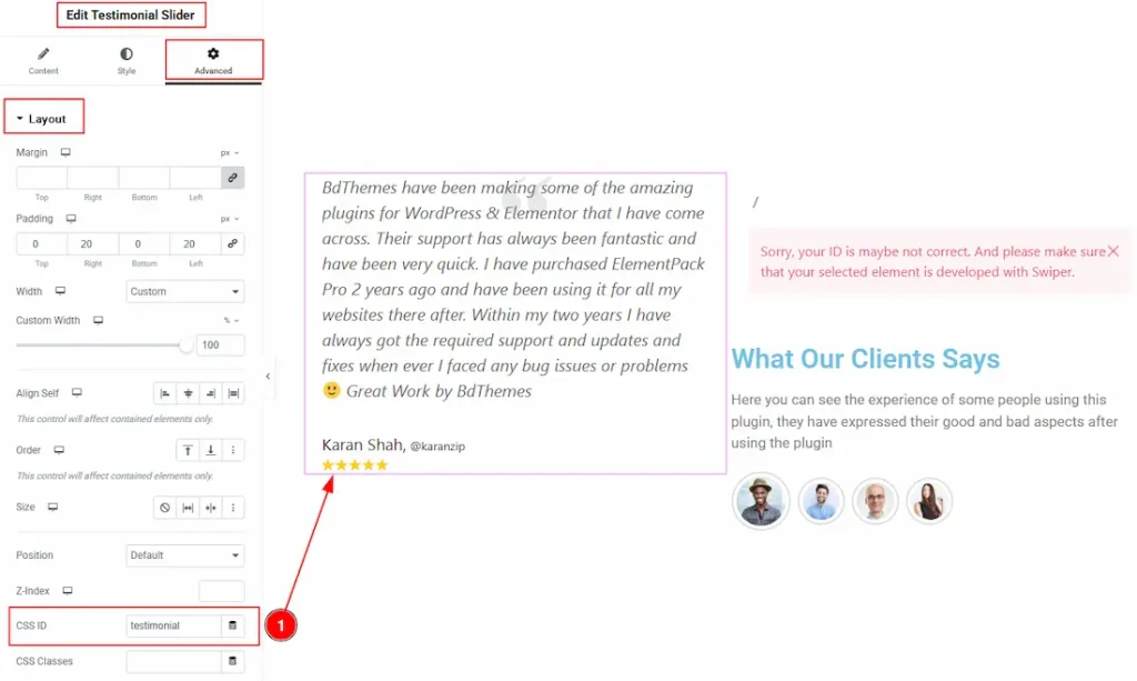Set CSS ID for the Carousel