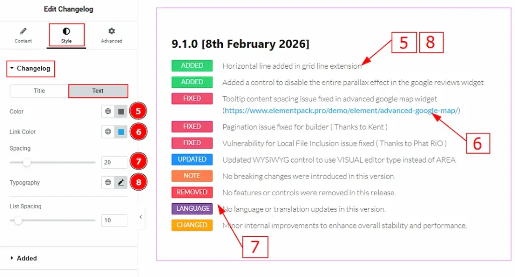Changelog Text - BdThemes