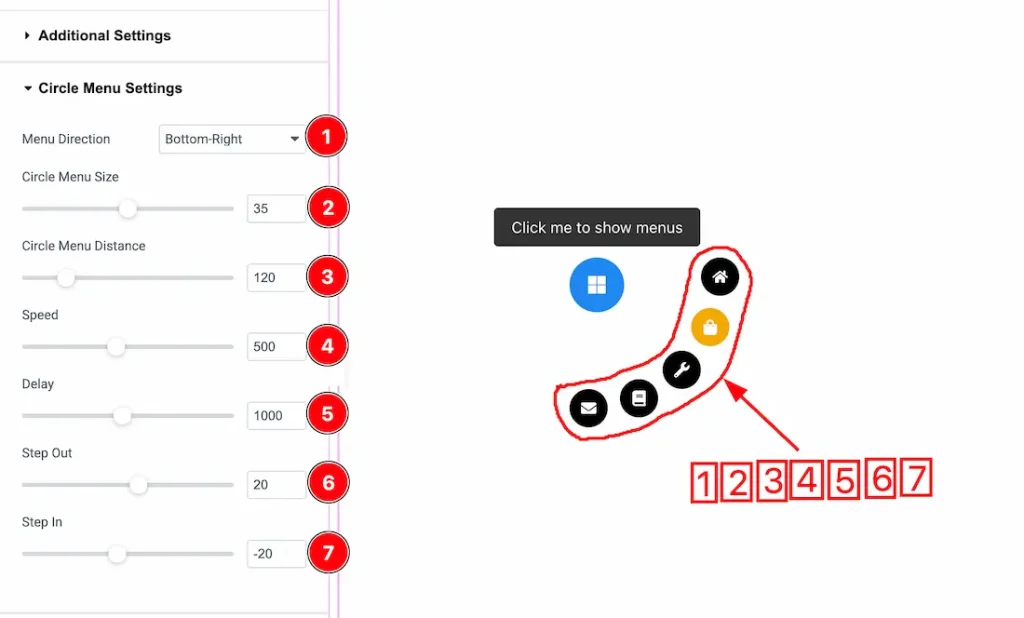 Circle Menu Settings Section