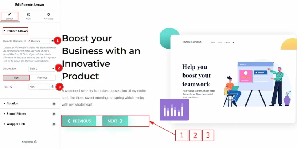 Remote Arrows Section