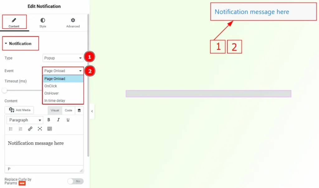 Popup Type Notification