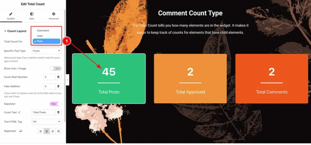 Count Layout Section