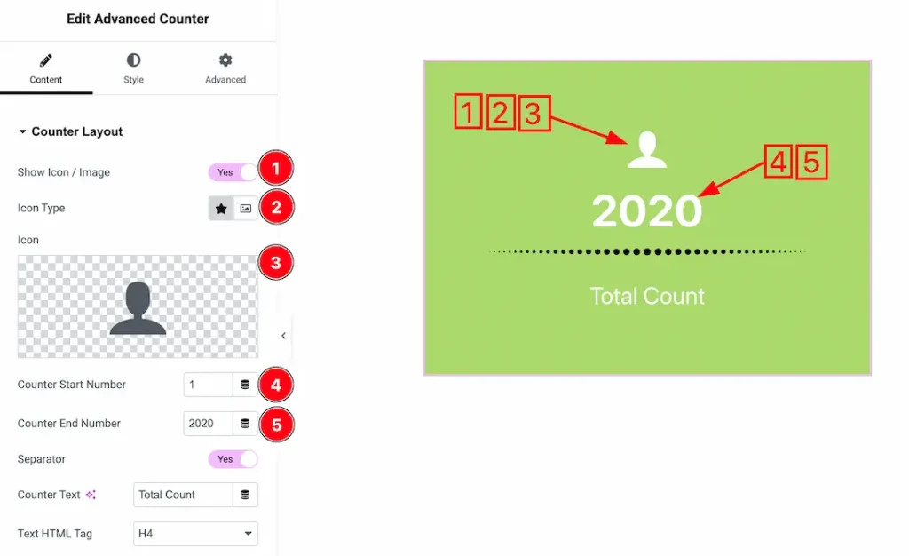 Counter Layout Section