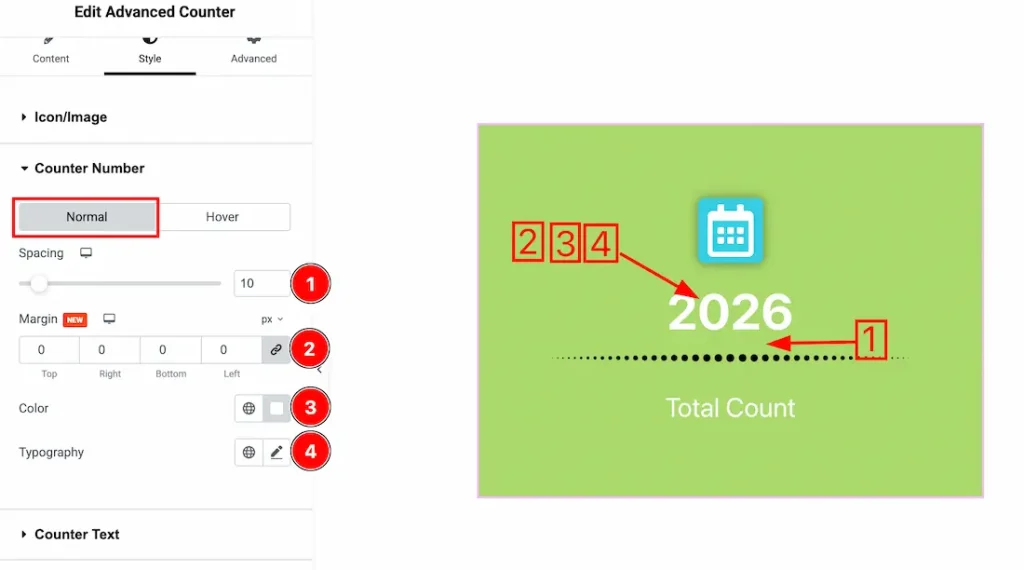 Counter Number Section