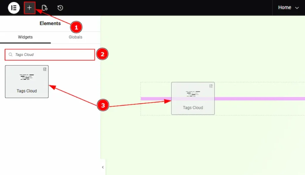 Inserting The Tags Cloud Widget