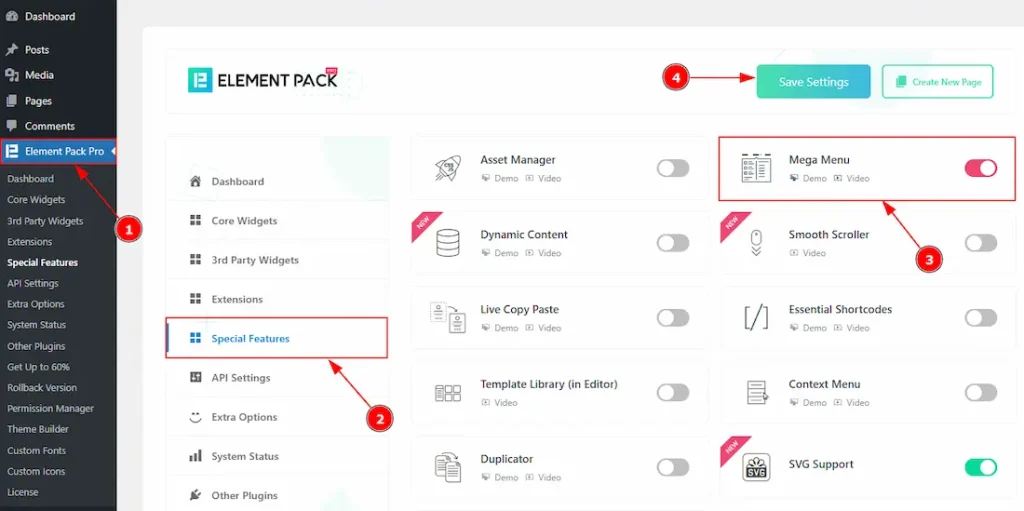 Enable The Mega Menu Widget