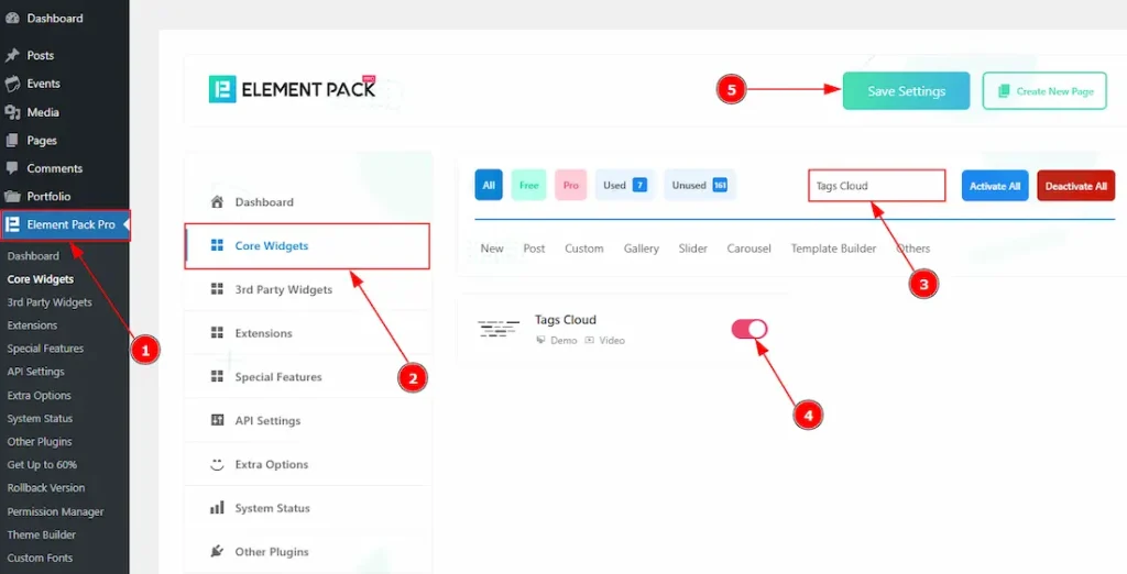 Enable The Tags Cloud Widget