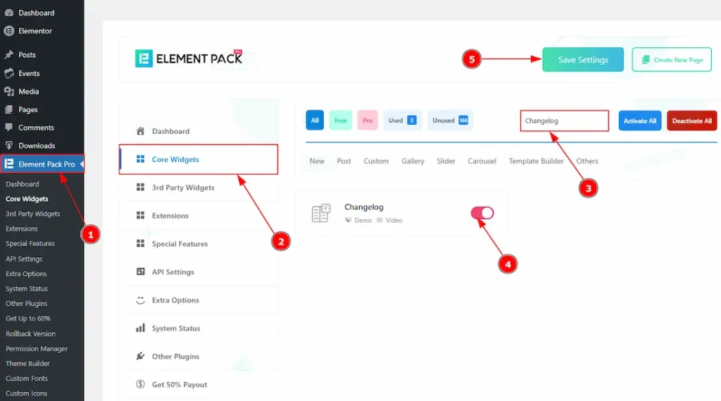 Enable The Changelog Widget