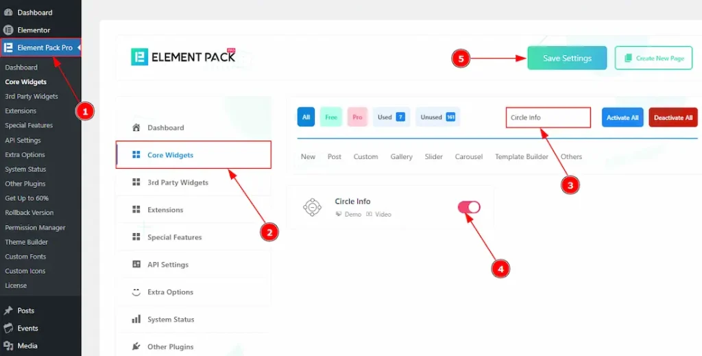 Enable The Circle Info Widget