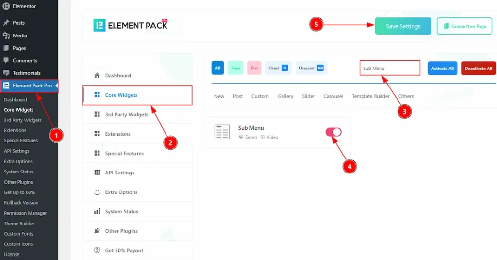 How To Use The Sub Menu Widget By Element Pack Pro