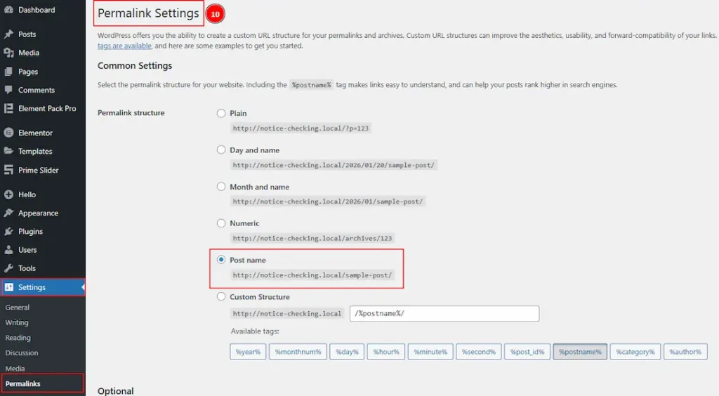 Permalink Settings - BdThemes