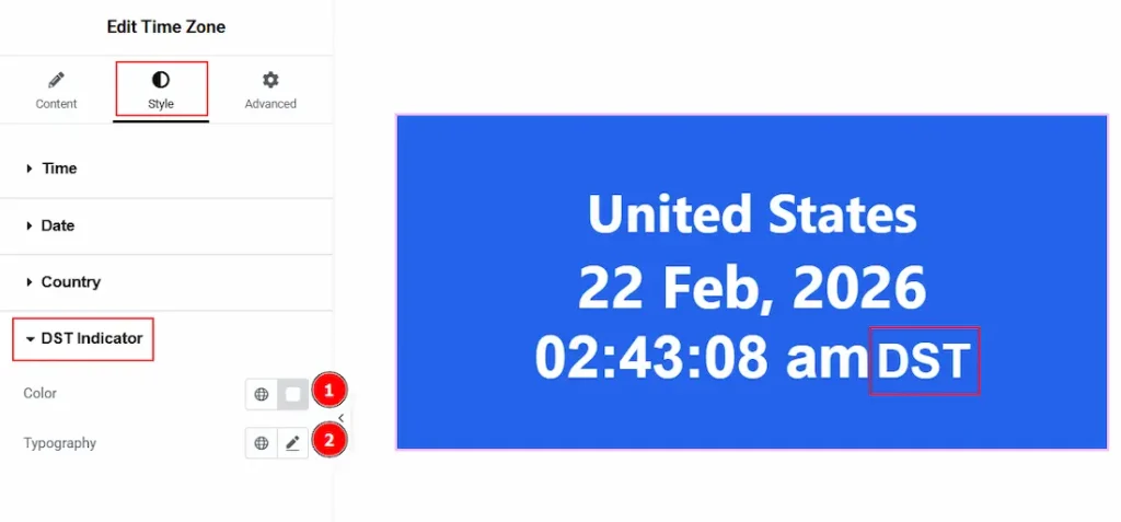 DST Indicator Section