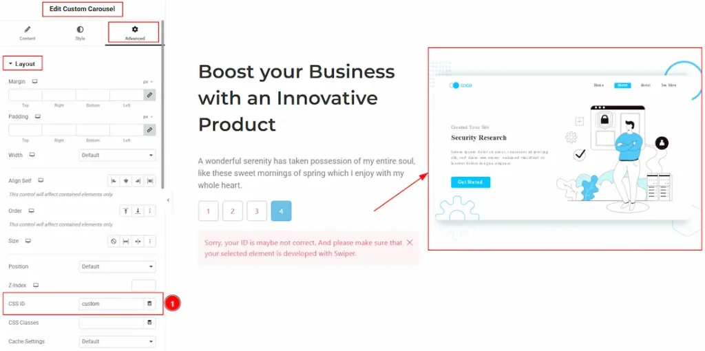 Set CSS ID for the Carousel