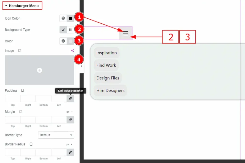 Hamburger Menu Section
