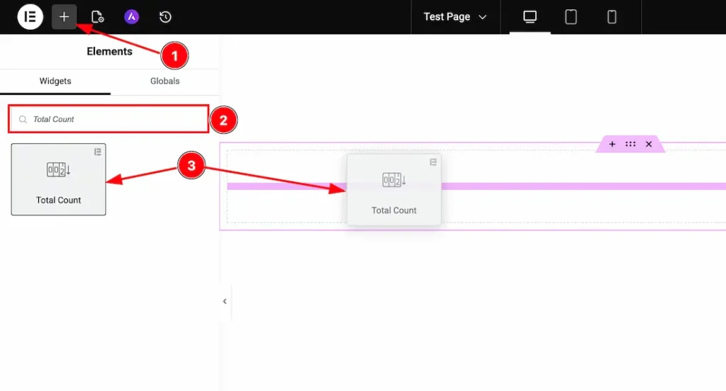 Inserting the Total Count widget