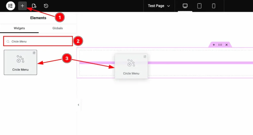 Inserting the Circle Menu widget